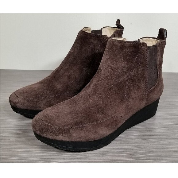 Dr. Scholl's Scarlet Wedge Chelsea Bootie, Brown Suede, Womens Size 6.5 - Picture 1 of 10